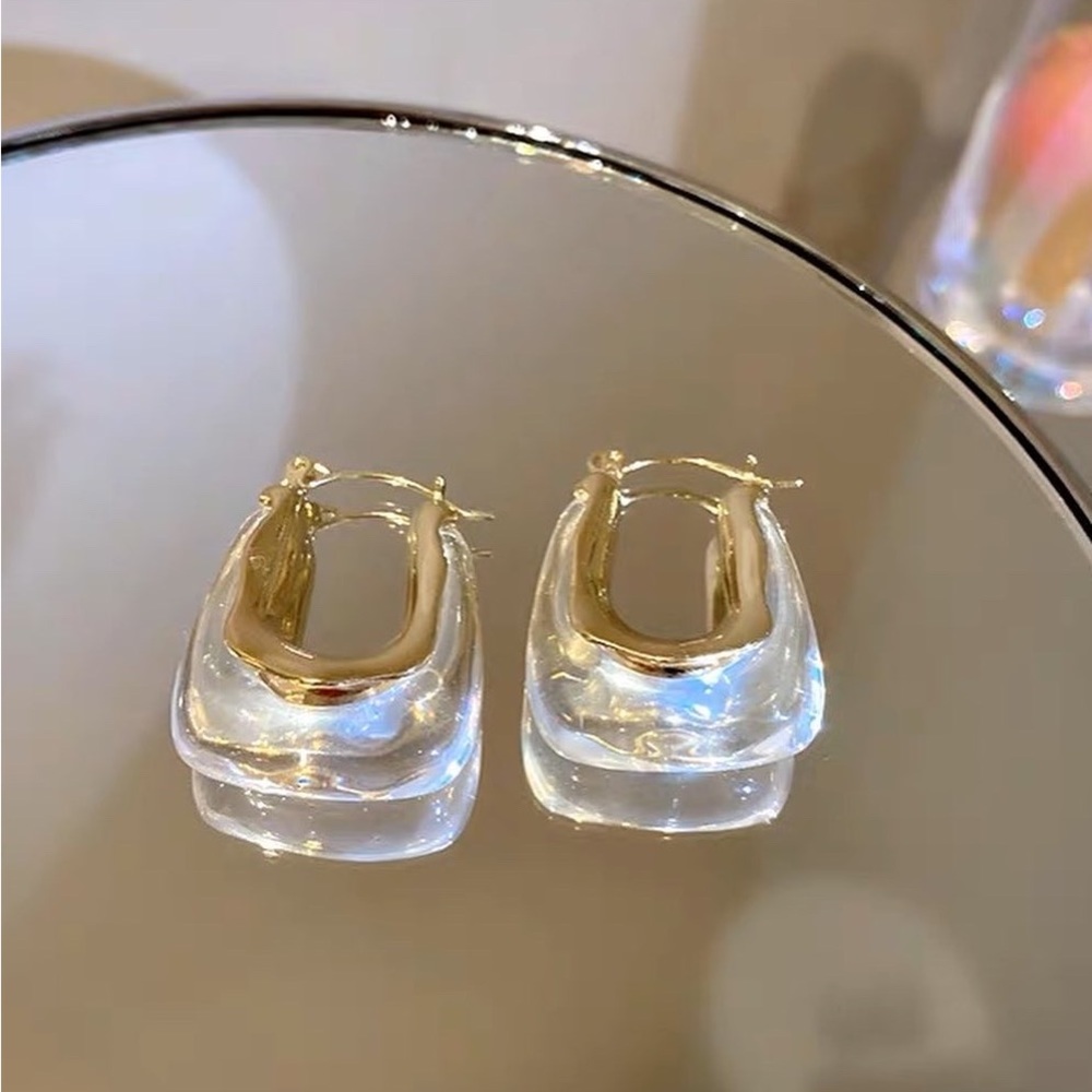 Clear transparent hoop wide earrings